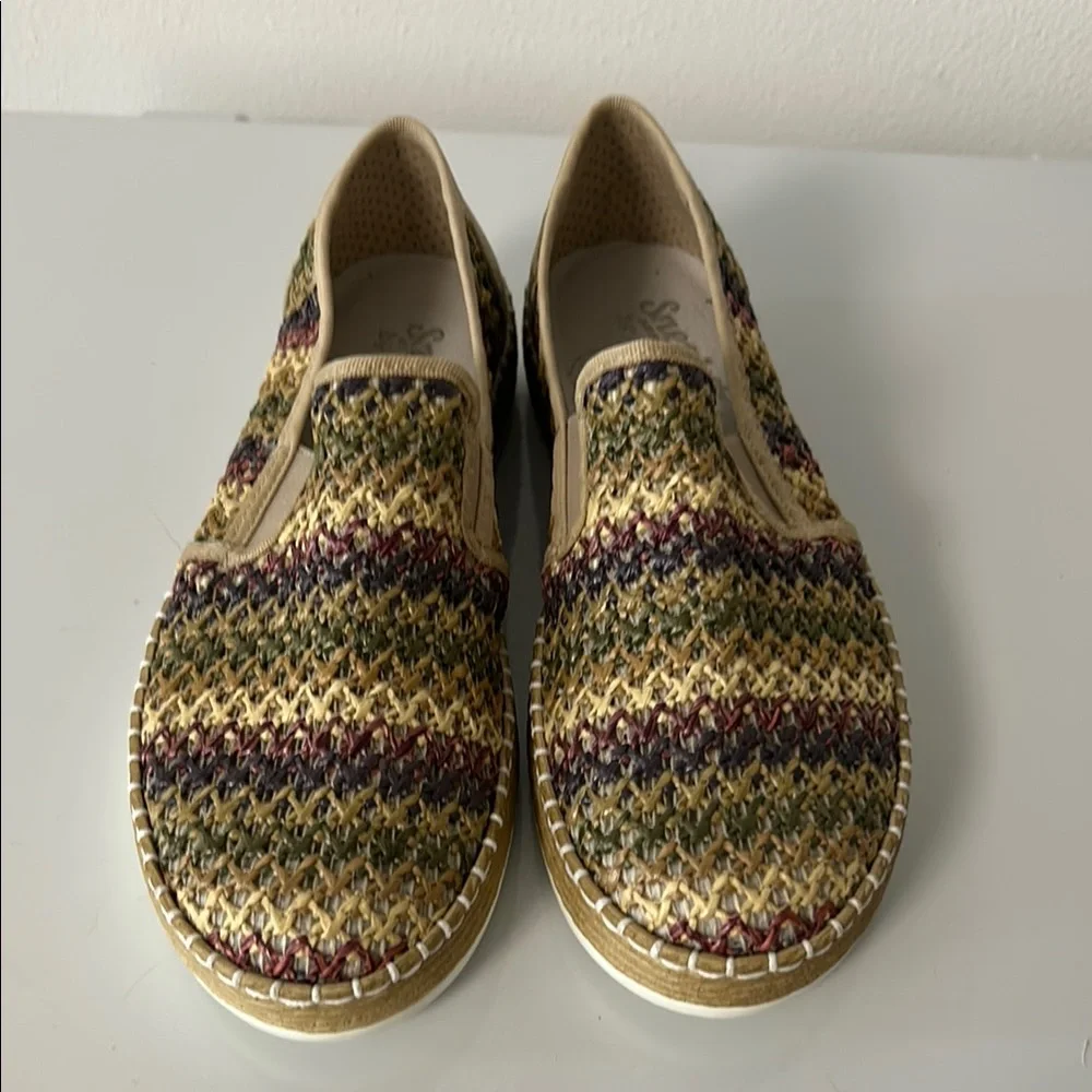 Rieker Woven Multicolor Raffia Slip-On Comfort Sneakers Leather Insole size 36